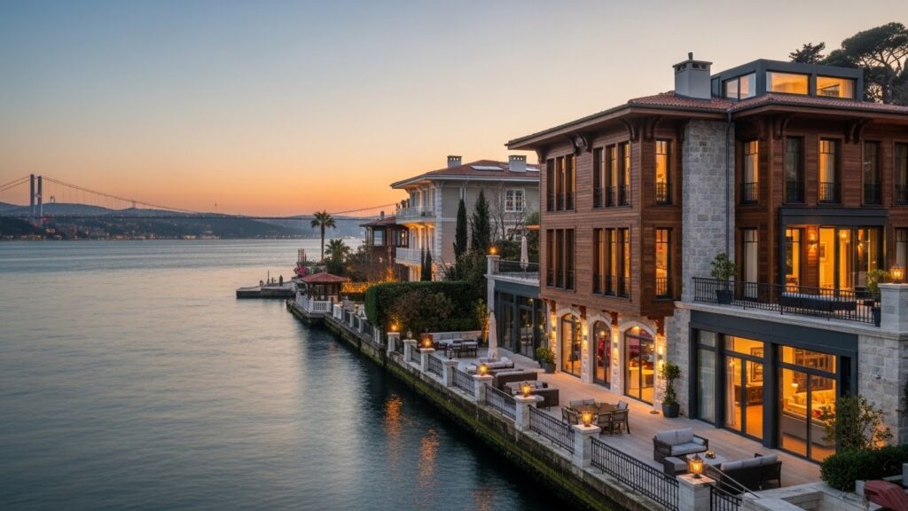 Yeniköy bölgesinde bulunan, İstanbul Boğazı’na hakim satılık yalı ve çevresindeki özel yaşam alanları.