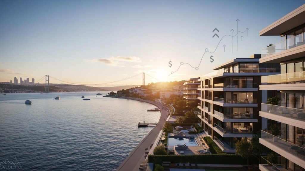 İstanbul’da yüksek yatırım potansiyeline sahip Asist Yeniköy dairelerinin modern konut konseptini yansıtan proje görseli.