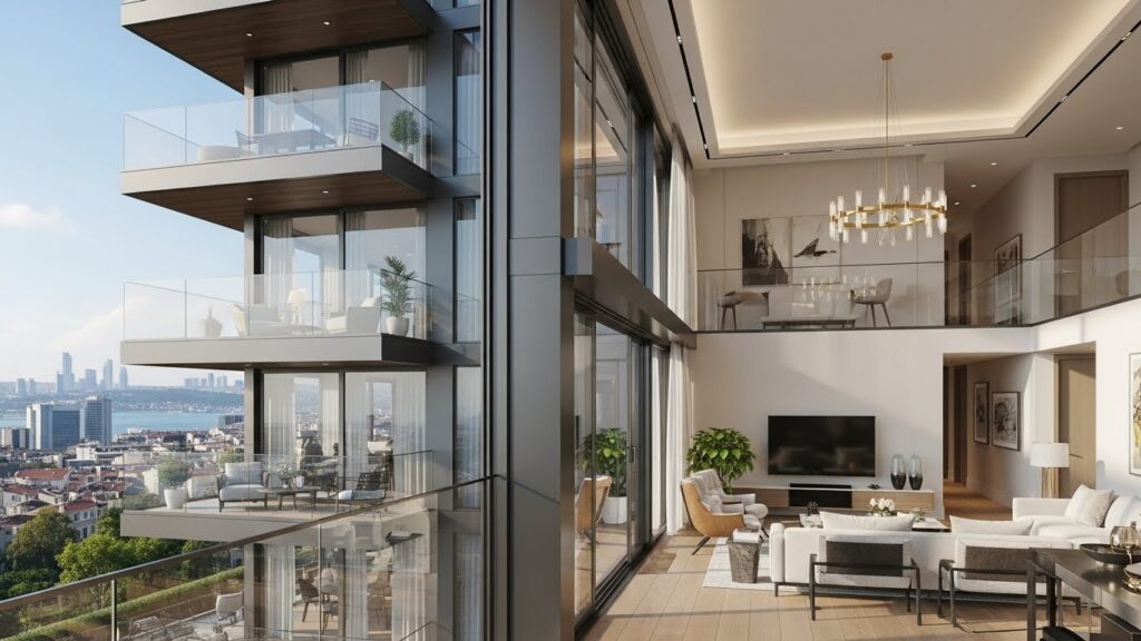 İstanbul Lüks Satılık Daire | Asist Yeniköy başlığı altında sunulan, şehir manzaralı lüks satılık daire.