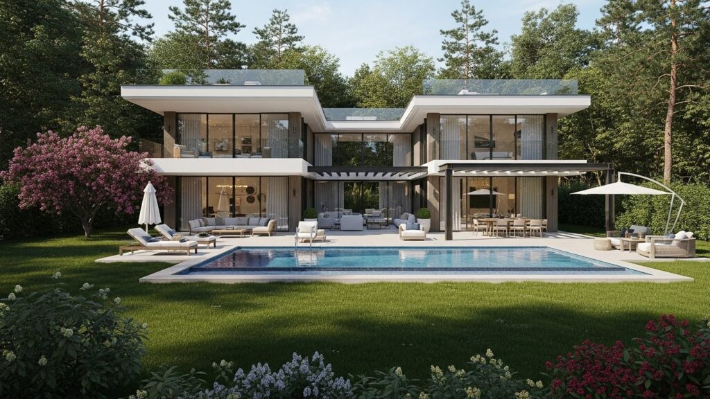 İstanbul Zekeriyaköy’de özel havuzlu, geniş bahçeli ve prestijli yaşam sunan satılık villa.